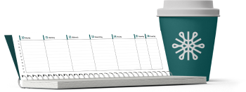Notizbuch und Kaffeetasse